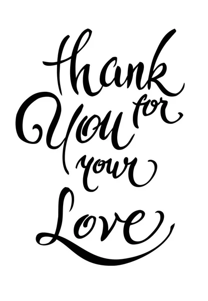 Gracias por tu caligrafía de letras de amor — Vector de stock