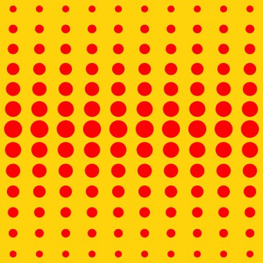 Vektör yarı ton noktaları. Sarı zemin üzerine kırmızı noktalar.