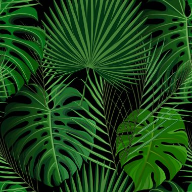 Egzotik palmiye yaprakları ile tropik, pürüzsüz desen.