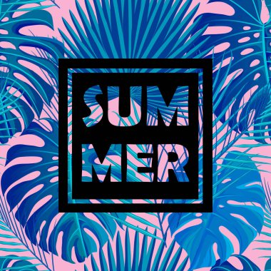 Egzotik palmiye yaprakları ile tropik, pürüzsüz desen.