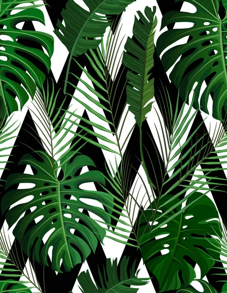 Tropisches nahtloses Muster mit exotischen Palmblättern. — Stockvektor