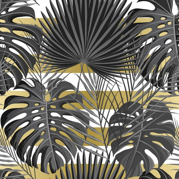 Tropisches nahtloses Muster mit exotischen Palmblättern. — Stockvektor