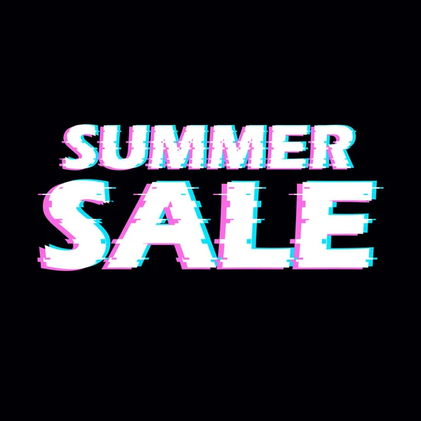 Sign summer sale with distorted glitch effect. — Stock Vector