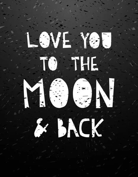 Caligrafia desenhada à mão lettering amor para a lua e para trás . —  Vetores de Stock