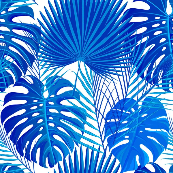Modello senza soluzione di continuità con foglie di palma esotiche tropicali — Vettoriale Stock