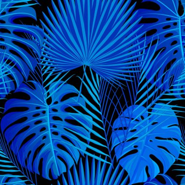Seamless modeli ile tropikal egzotik palmiye yaprakları