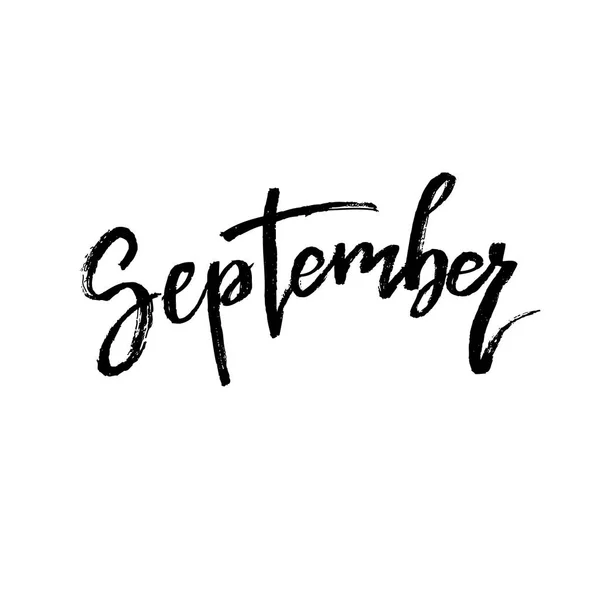 September. Hösten borste bokstäver. — Stock vektor