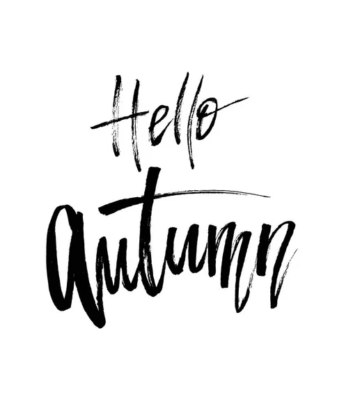 Bonjour lettrage de brosse d'automne . — Image vectorielle