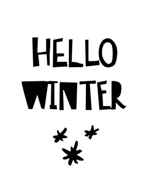 Kış kartı hat ile Merhaba. Vektör çizim