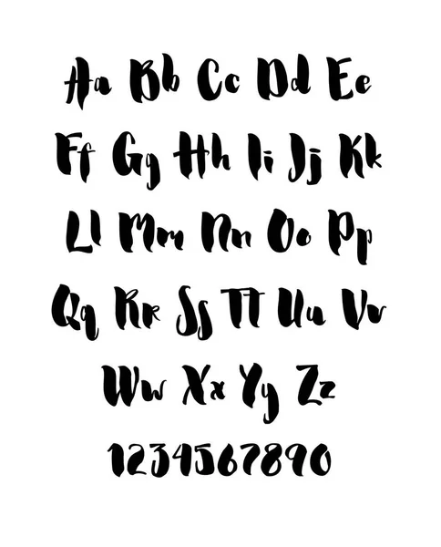 Handgeschreven borstel stijl moderne cursief lettertype geïsoleerd op witte achtergrond. — Stockvector
