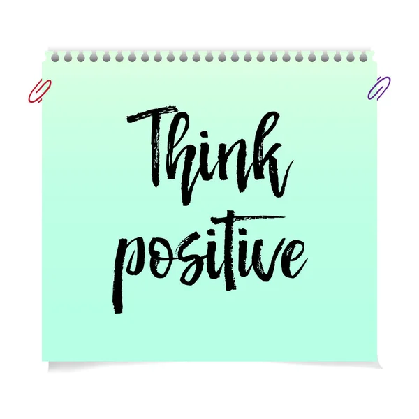 Think Positive Motivation text isolated handwritten brush pen lettering. — Stock Vector