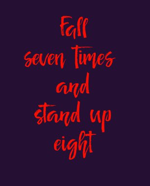 Motivasyon metin yedi kez sonbahar ve sekiz,, vektör çizim kadar stand