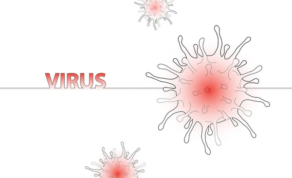 Illustrazione lineare del virus umano leggero vettore dell'epidemia di Coronavirus — Vettoriale Stock