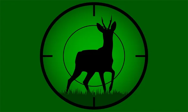 Deer buck on full moon badge — Stock Vector