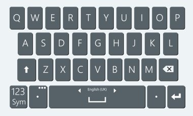 Smartphone klavye, hareket eden telefon tuş takımı vektör mockup.