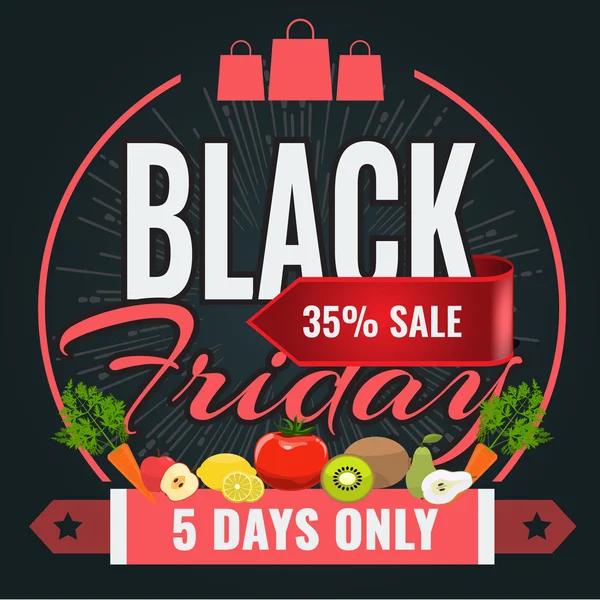Plantilla de banner de diseño de inscripción de venta de viernes negro para alimentos orgánicos — Vector de stock