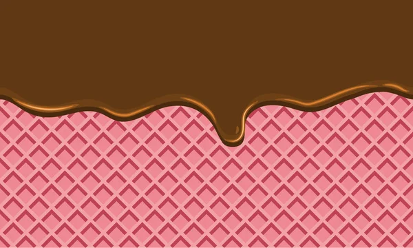 Chocolate fluido inconsútil en la textura de oblea fondo de alimentos dulces — Vector de stock