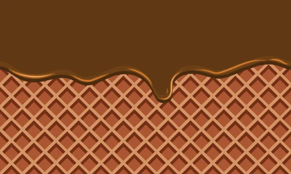 Crema derretida sobre la oblea de chocolate Fondo: Vector Ilustración — Vector de stock