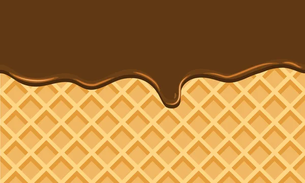 Chocolate fluido inconsútil en la textura de oblea fondo de alimentos dulces — Vector de stock