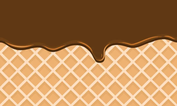 Sömlös Flowing choklad på wafer textur söt mat bakgrund — Stock vektor