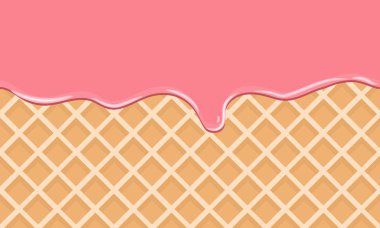 Krem çikolata gofret arka plan üzerinde erimiş. Düz renk stili