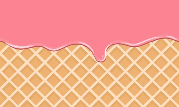Cream smälte på choklad Wafer bakgrund. Platt färg stil — Stock vektor