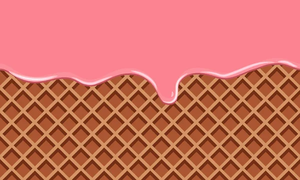 Crème gesmolten op chocolade Wafer achtergrond. Egale kleurstijl — Stockvector