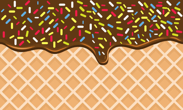 Chocolate Crispy Waffle with Flowing cream and Sprinkles.