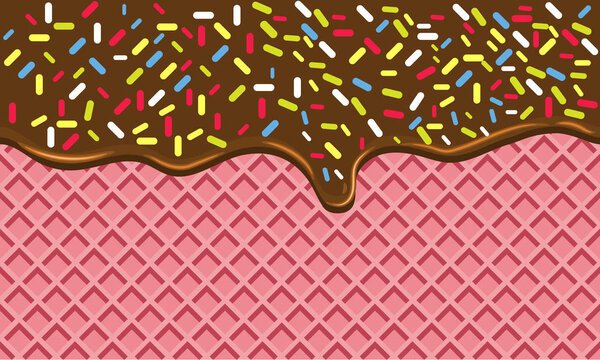 Chocolate Crispy Waffle with Flowing cream and Sprinkles.
