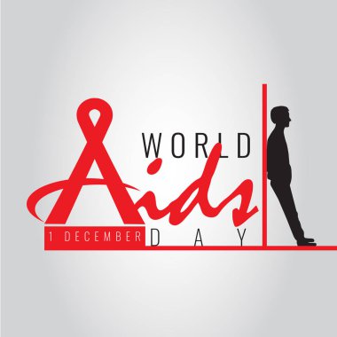 AIDS gün işareti simgesi kırmızı kurdele ile