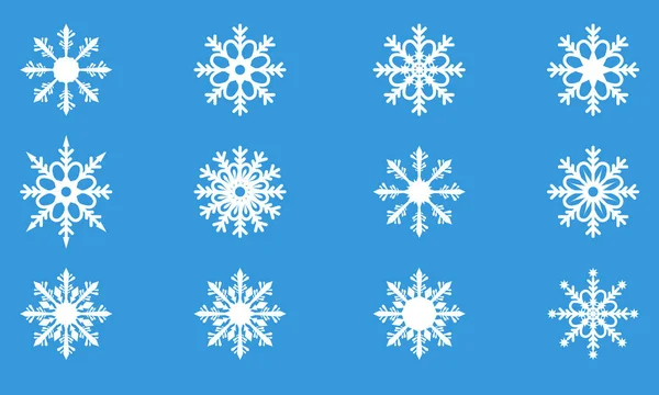 Set of vector new creative snowflakes. Flat color design. — Stock Vector