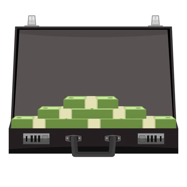 Open koffer vol geld, business illustratie. — Stockvector