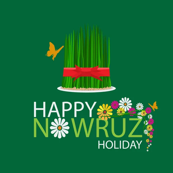 Nevruz tatil çim semeni kırmızı kurdele ile plaka üzerinde