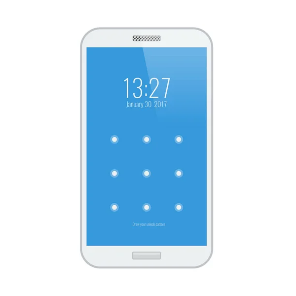 Weißes Smartphone. moderne Benutzeroberfläche mit Bildschirmsperre. — Stockvektor