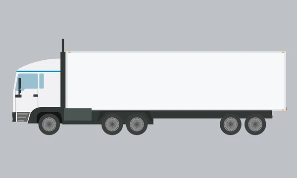 Lange voertuig aanhangwagen vrachtwagen met plat en effen kleur design. — Stockvector