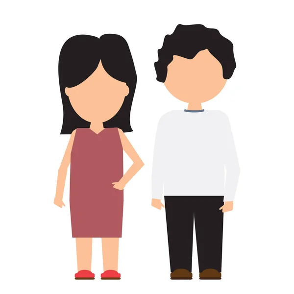 Vrouw en man of vader en moeder pictogram met egale kleur — Stockvector