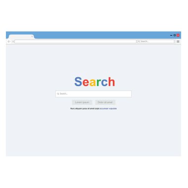 Internet tarayıcı penceresinde arama sayfa düz vektör çizim ile.