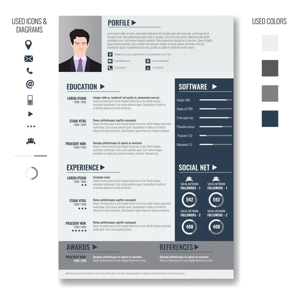 Vektör yaratıcı minimalist cv özgeçmiş şablonu iki sayfalı.