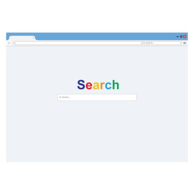 Internet tarayıcı penceresinde arama sayfa düz vektör çizim ile.