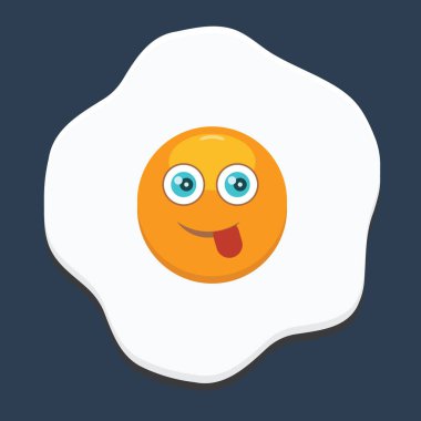 Sahanda yumurta emoji ile. Düz ve katı renk tasarımı.