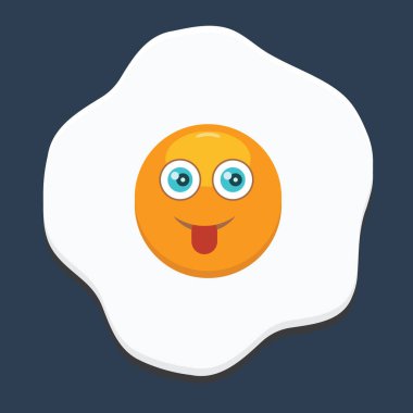 Sahanda yumurta emoji ile. Düz ve katı renk tasarımı.