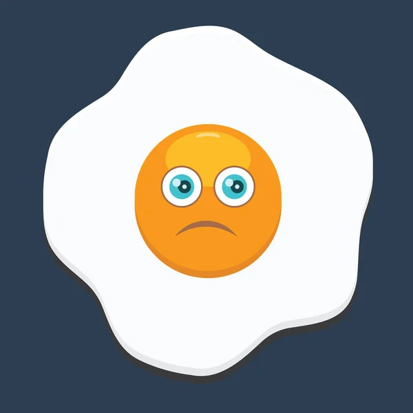 Sad Fried egg with emoji. Flat and solid color design. — Stock Vector