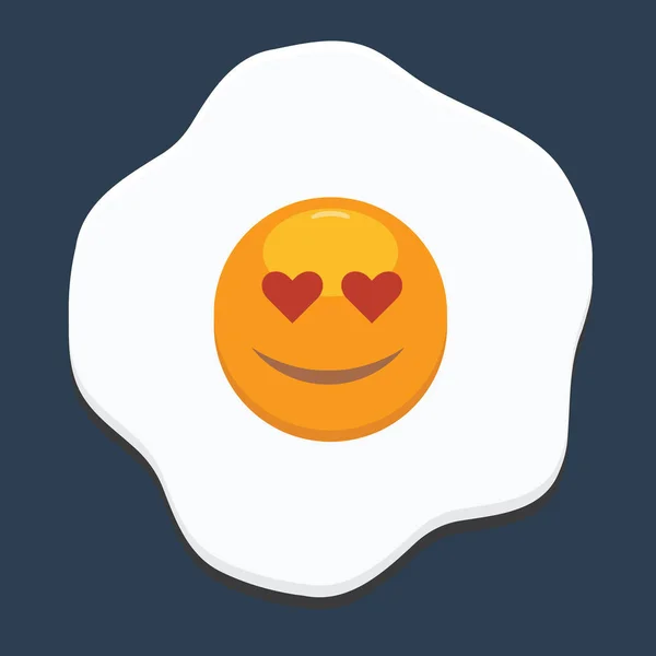 Uovo fritto con emoji. Design piatto e tinta unita . — Vettoriale Stock