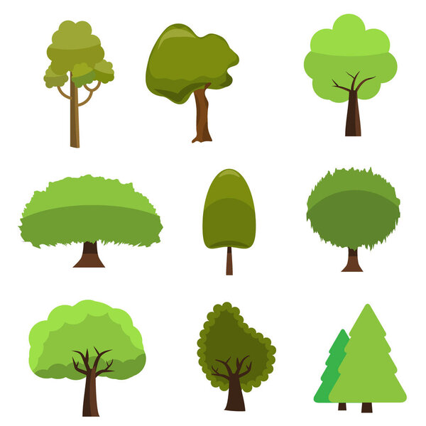 Set of trees icon style. Isolated vector.