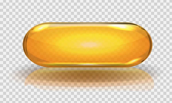 Vector Real fish oil capsule with transparency effect and shadow. — Stock Vector