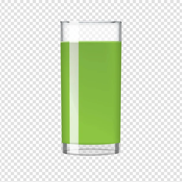 Glass of Smoothie with kiwi or spinach and cucumber juice. Beverage, realistic vector. — Stock Vector