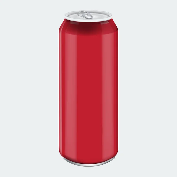 Bebida de bebida de alumínio metal vermelho. Mockup para embalagem de produtos. Bebida energética pode 500ml, 0,5L — Vetor de Stock