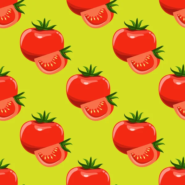 Domates ve domates sorunsuz arka plan dilim. Düz ve katı renk tasarlamak vektör.