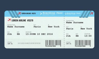 Vektör uçak bilet tasarım şablonu.