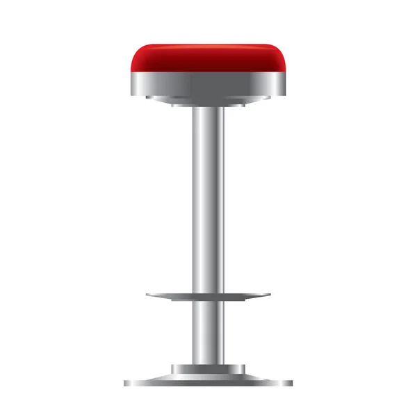 Червоний і металевий барний стілець Векторні ілюстрації. Стілець High Bar для дизайну інтер'єру Бар . — стоковий вектор